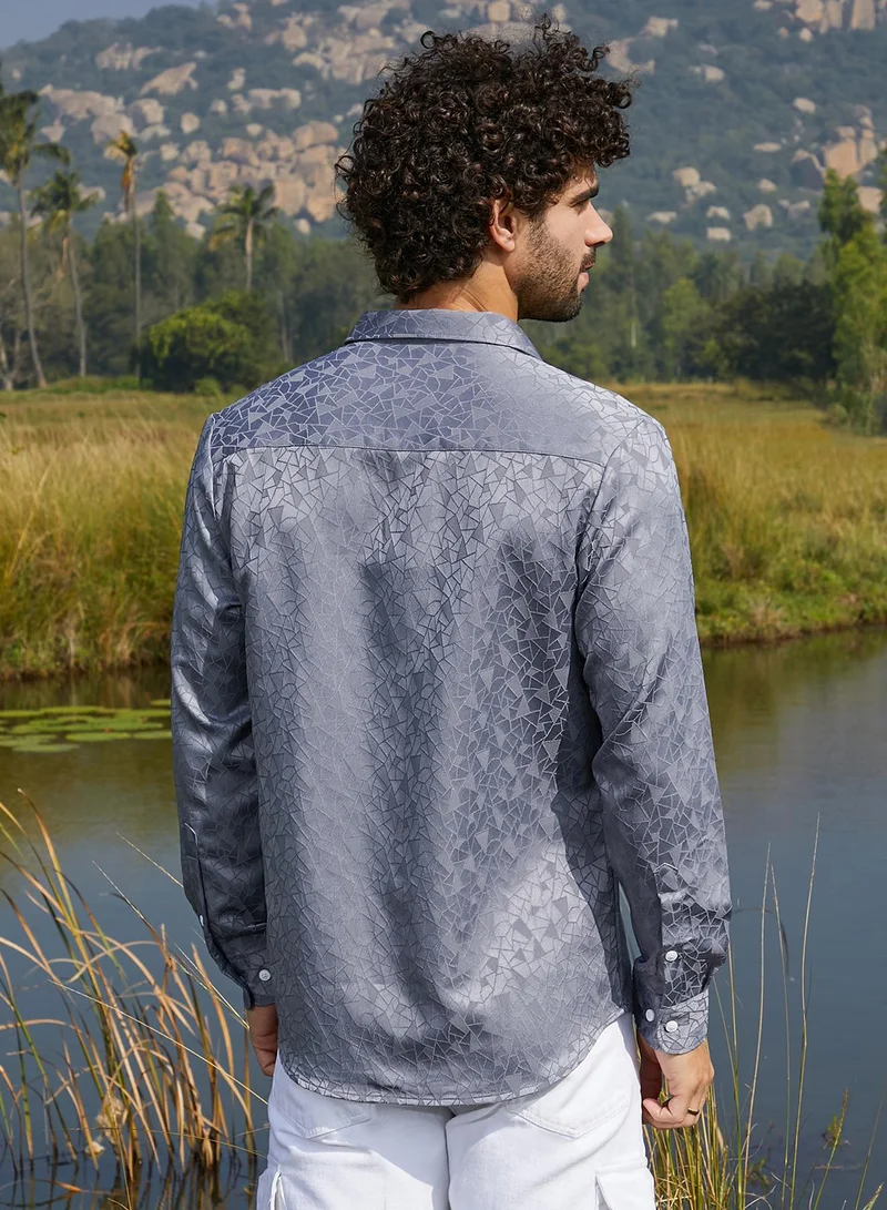 كامبوس سوترا Men's Coin Grey Mozaic-Tactile Shirt