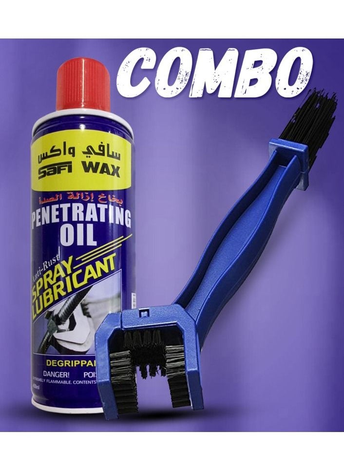 Safi WAX Combo Buy Safi Wax Penetrating Oil Anti Rest Spray Lubricant Car Care and Bike Chain Cleaner Brush Multi Purpose Brush With Soft and Long Bristles  - Image 1