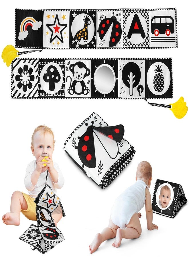 Melican Black and White High Contrast Baby Toys 0-6 6-12 Months, Soft Book with Teether, Newborn Infants Tummy Time Toys, 0-3 3-6 Month Sensory Visual Stimulation, Montessori Learning Essentials - Image 1
