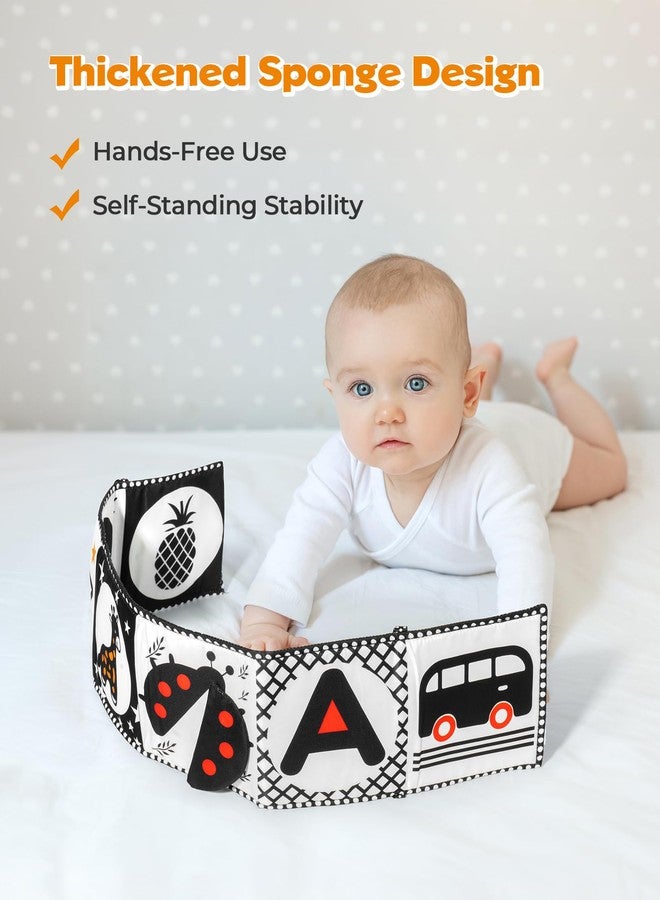 Melican Black and White High Contrast Baby Toys 0-6 6-12 Months, Soft Book with Teether, Newborn Infants Tummy Time Toys, 0-3 3-6 Month Sensory Visual Stimulation, Montessori Learning Essentials - Image 3
