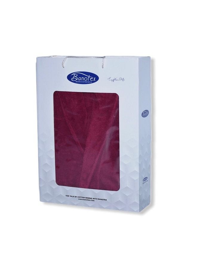 Banotex Soft cotton bathrobe with a pocket and a distinctive waist belt in an elegant design, burgundy color, size 4XL  - Image 4