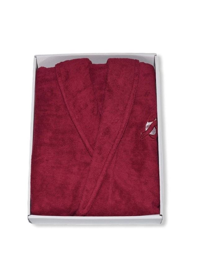 Banotex Soft cotton bathrobe with a pocket and a distinctive waist belt in an elegant design, burgundy color, size 4XL  - Image 3