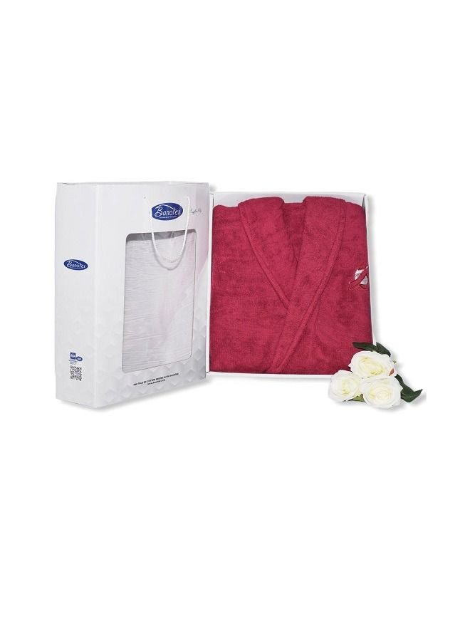 Banotex Soft cotton bathrobe with a pocket and a distinctive waist belt in an elegant design, burgundy color, size 4XL  - Image 5