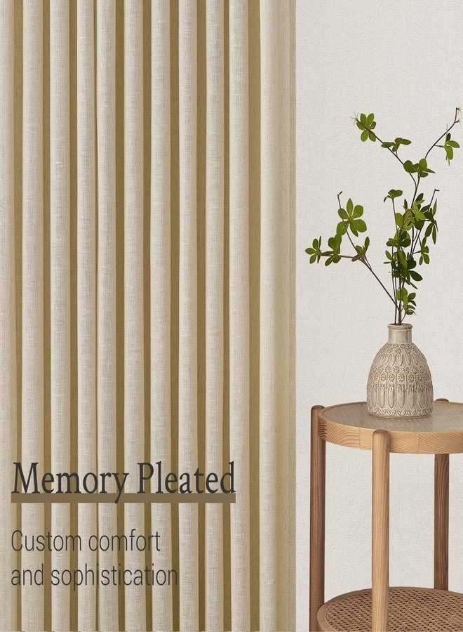 Topfinel Pinch Pleated Curtains 90 Inches Long 2 Panels Set,Beige Semi Sheer Cotton Blend Linen Burlap Farmhouse Modern Light Filtering Curtain Drapes for Living Room Bedroom,40x90 inch Length - Image 4