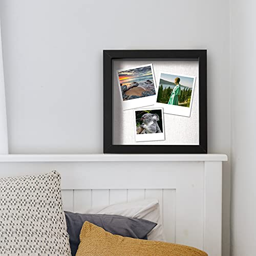 QDSSDECO 10"x10" Shadow Boxes Display Cases with Soft Linen Back Deep Wood Glass 3D Shadow Box Set for Wall and Tabletop Baby Sports, 2 Pack Black - Image 4