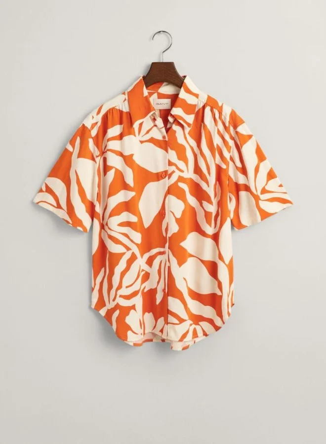 GANT Gant Relaxed Fit Palm Print Short Sleeve Shirt
