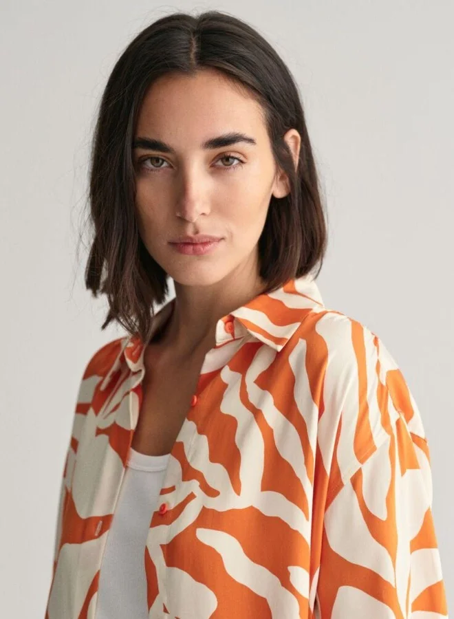 GANT Gant Relaxed Fit Palm Print Short Sleeve Shirt