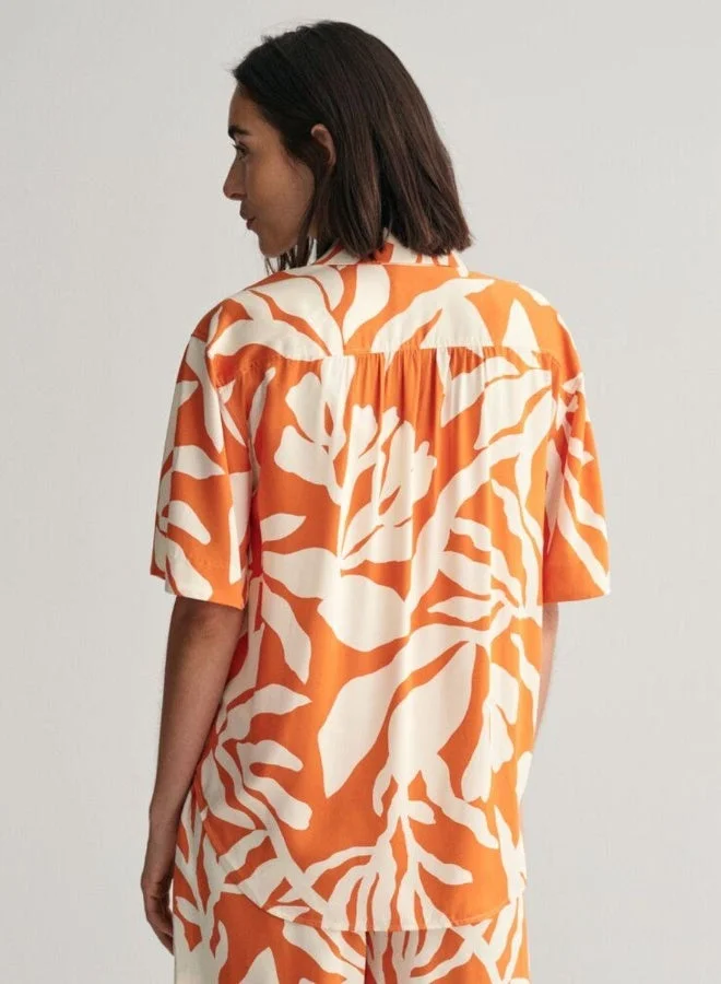 GANT Gant Relaxed Fit Palm Print Short Sleeve Shirt