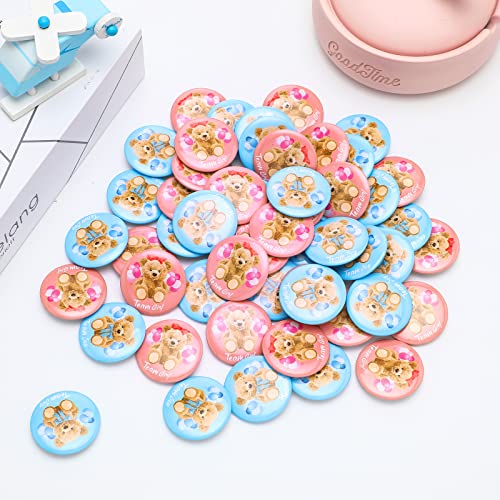 Dingion 100 Pcs Bear Baby Shower Gender Reveal Buttons Team Pink Blue Gender Reveal Button Pins Watercolor Baby Shower Badges Pins for Party Game Supplies, 1.5 Inches - Image 3