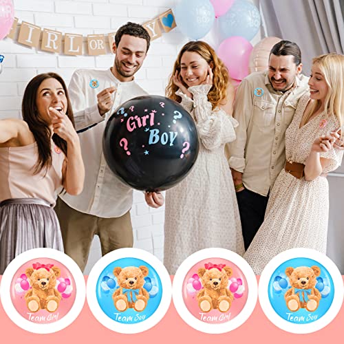 Dingion 100 Pcs Bear Baby Shower Gender Reveal Buttons Team Pink Blue Gender Reveal Button Pins Watercolor Baby Shower Badges Pins for Party Game Supplies, 1.5 Inches - Image 5