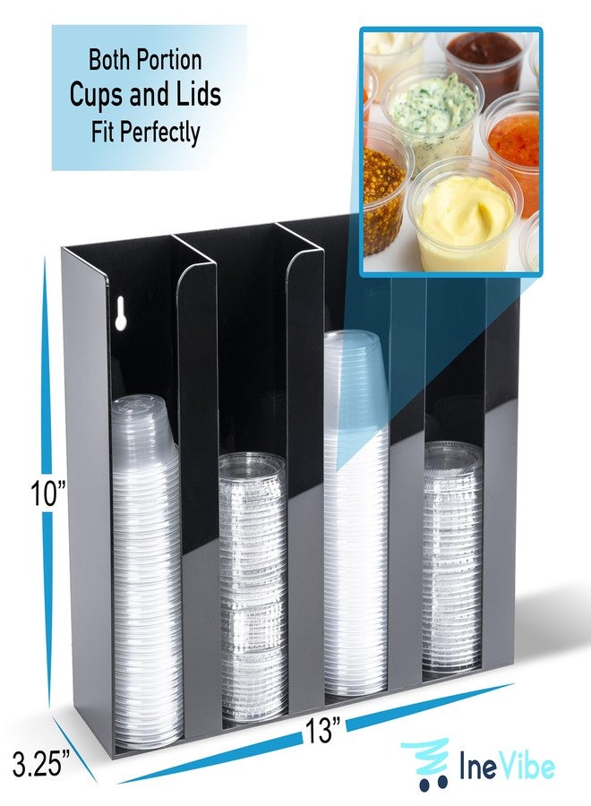 IneVibe Portion Cup and Lid Holder - 4 Compartment Acrylic Organizer for Condiment & Sauce Cups, Fits Cups 2 oz to 5.5 oz in Size, Use Dispenser on Counter or Wall Mount - Image 2