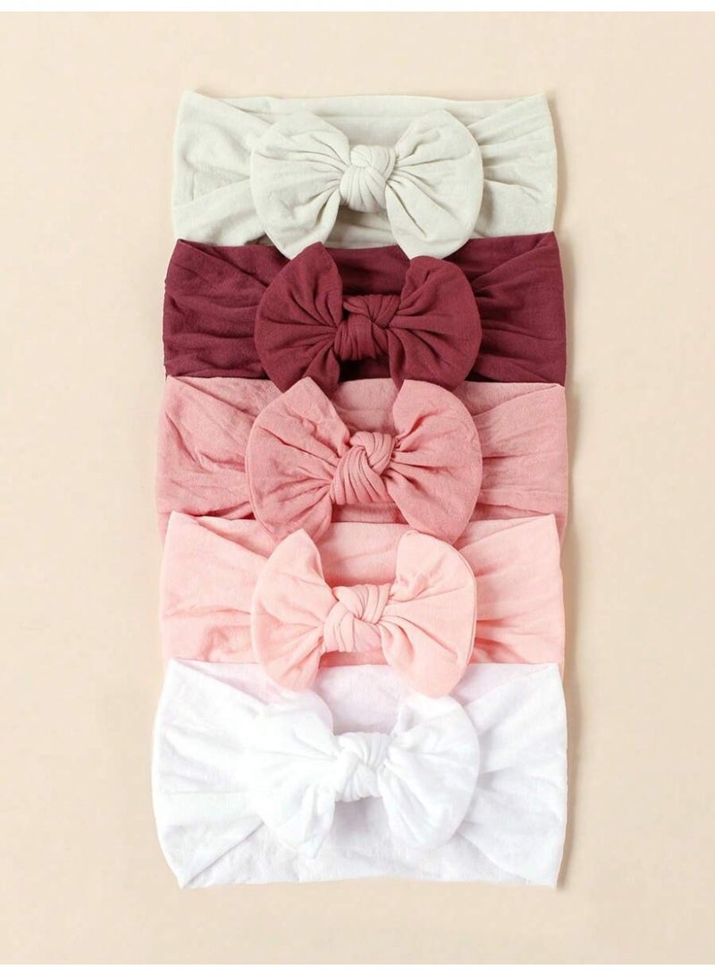 5-Piece Baby Headbands with Bow Design in Assorted Colors - Image 1
