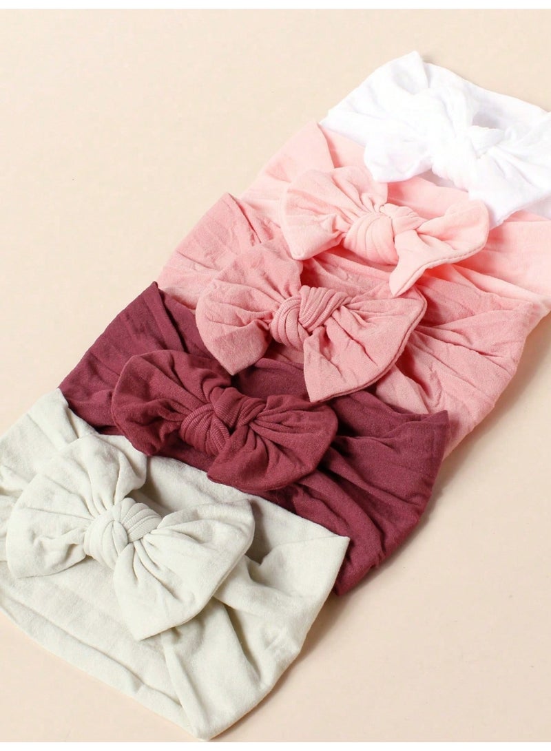 5-Piece Baby Headbands with Bow Design in Assorted Colors - Image 4