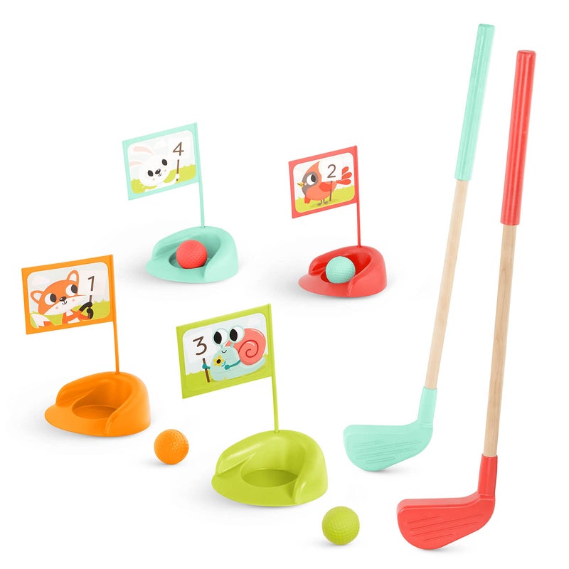 B. toys â€“ Wooden Golf Set for Toddlers with Storage Bag â€“ Sports & Outdoors Pretend Play Toy â€“ 15 Pieces Set â€“ 3+ Years - Image 1