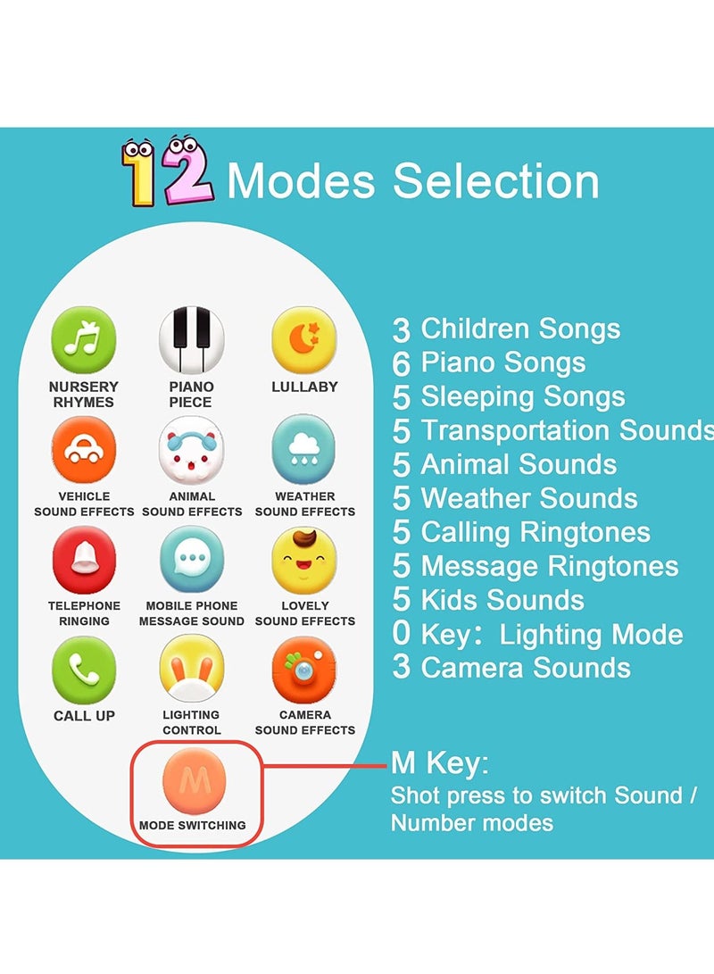 KASTWAVE Baby Early Education Toys Mobile Phone, Music Teething Glowing Toy Talking Educational Toy Birthday Gift for Preschool Children Over 6 Months Toddlers Rabbit, Blue - Image 4