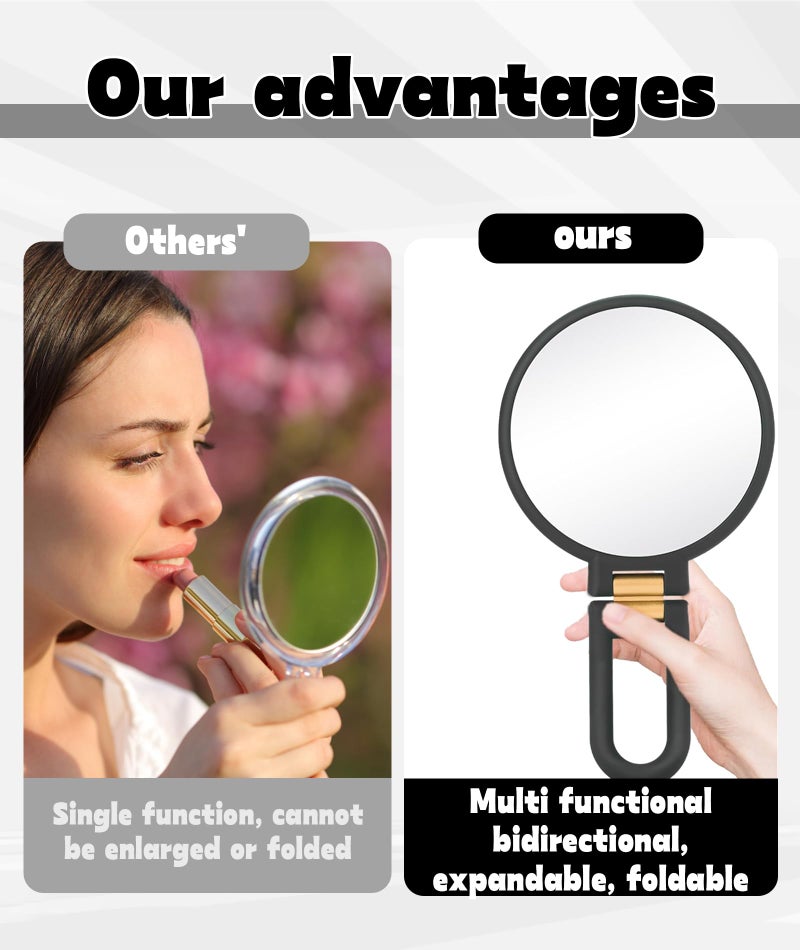 INIMAGINE 30x Magnifying Mirror, Front and Back 1x 30x Magnifying Glass with Adjustable Handle Folding Ideal for Use in Makeup (Black) - Image 4