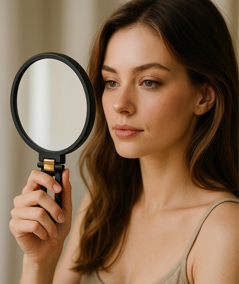 INIMAGINE 30x Magnifying Mirror, Front and Back 1x 30x Magnifying Glass with Adjustable Handle Folding Ideal for Use in Makeup (Black) - Image 5