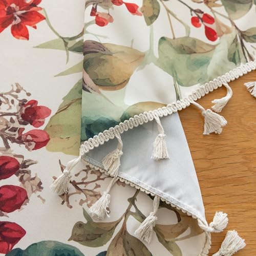 Erbnaryx Handblock Print Tablecloth for Square Tables, Vintage Flower Table Cover with Fringed Edges, Decorative Tablecloth for Kitchen and Dining Room,59"x 70" - Image 5