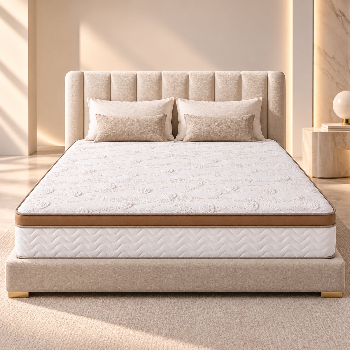 Sleepwell Hotel Premium Spring Mattress|Soft Plush Comfort Layers|Firm Back Support|Breathable Knitted Fabric | 22x200x180cm