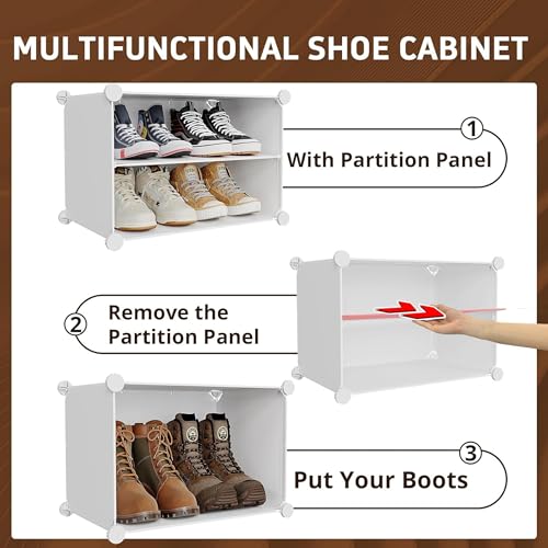Zemic Plastic Shoe Rack for Home | 𝟓-𝐃𝐨𝐨𝐫_𝟏𝟎-𝐒𝐡𝐞𝐥𝐟 Shoe Organizer with Doors 𝐌𝐚𝐠𝐧𝐞𝐭𝐬 for Heels, Boots, Slippers Chappal Sandal Shoe Stand | DIY Multiuse 𝐖𝐡𝐢𝐭𝐞 Storage Rack - Image 4