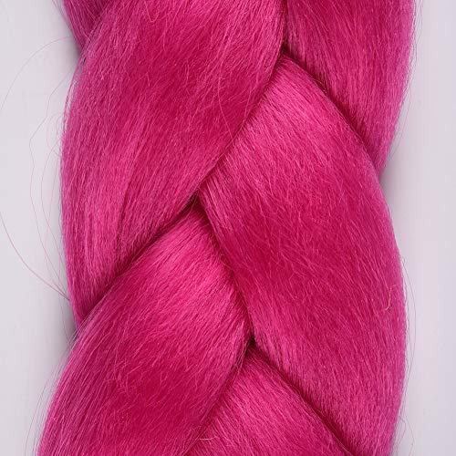wome Pink Jumbo Braiding Hair Extension 3pcs/Lot Crochet Jumbo Braids Hair 100g/pc Hot Pink Braids Hair Synthetic Crochet Twist Braid Hair Extension for Box Braids (24Inch,Rosy) - Image 5
