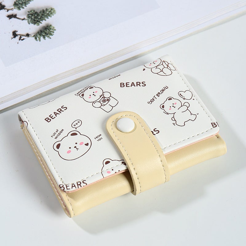 Korean Ladies Cartoon Wallet Cute Short Multi-Card Coin Purse Yellow