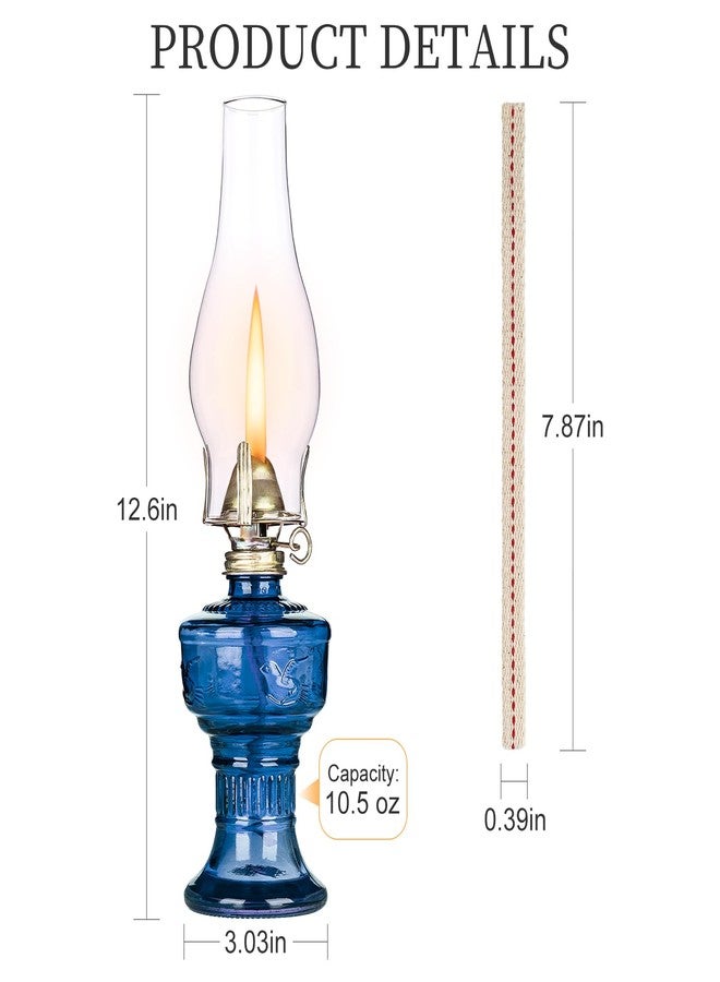 DECKALY مصباحان زيتيان داخليان بتصميم عتيق، فانوس كيروسين ريفي مع فتيل نار قابل للتعديل، فانوس زيتي لتزيين سطح الطاولة والإضاءة الطارئة، ارتفاع 12.6 بوصة (أزرق). - Image 2