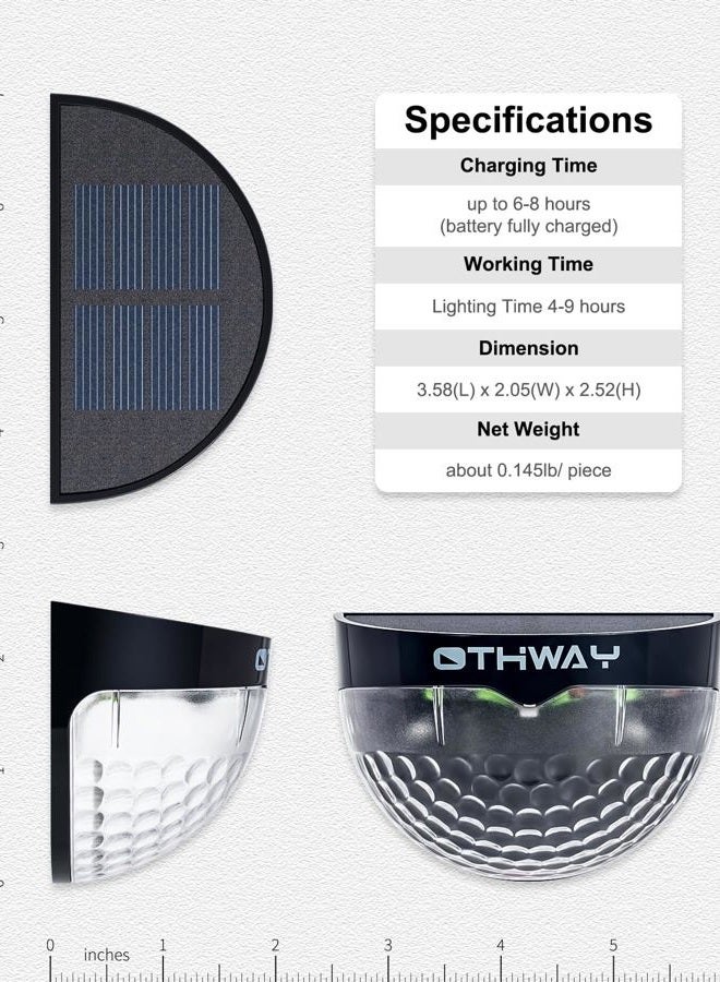 OTHWAY Solar Fence Post Lights Wall Mount Decorative Deck Lighting (Black, 4 Packs) - Image 2