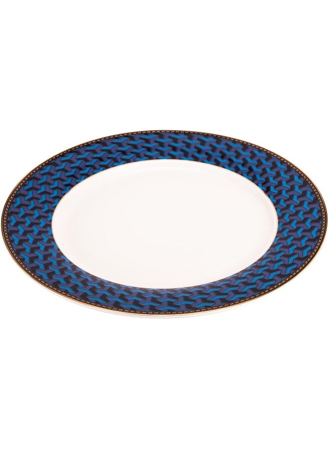 AKDC Ceramic Dinner Plate 27Cm X 27Cm X 2Cm White And Blue - Image 1