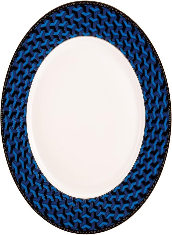 AKDC Ceramic Dinner Plate 27Cm X 27Cm X 2Cm White And Blue - Image 4