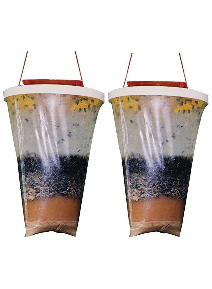 Barakah Fly Catcher, 2 Pack FlyTrap Outdoor Hanging Disposable Ranch Fly Trap Catcher Bag with Fly Bait, Fly Killer Repellent for Outdoor Garden, Farm, Horse Barn - Image 1