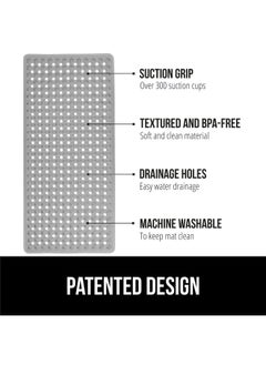 Gorilla Grip Original Patented Bath Shower Tub Mat 35X16 Many Colors Washable Xl Size Bathroom Bathtub Mats Drain Holes Suction Cups Gray Opaque  - Image 2
