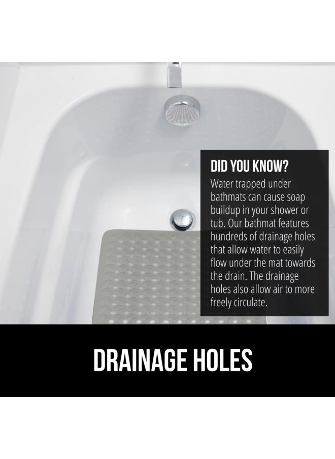 Gorilla Grip - Original Patented Bath Shower Tub Mat 35X16 Many Colors Washable Xl Size Bathroom Bathtub Mats Drain Holes Suction Cups Gray Opaque - Image 1
