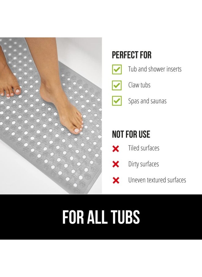 Gorilla Grip - Original Patented Bath Shower Tub Mat 35X16 Many Colors Washable Xl Size Bathroom Bathtub Mats Drain Holes Suction Cups Gray Opaque - Image 1