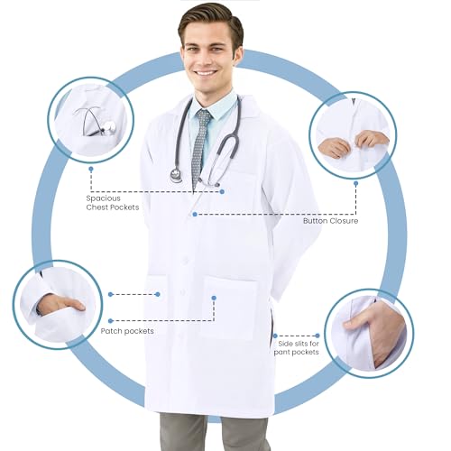 NY Threads Professional White Lab Coat for Men, Long Sleeve Medical Coat 1 Pack, X-Large, White - Image 5