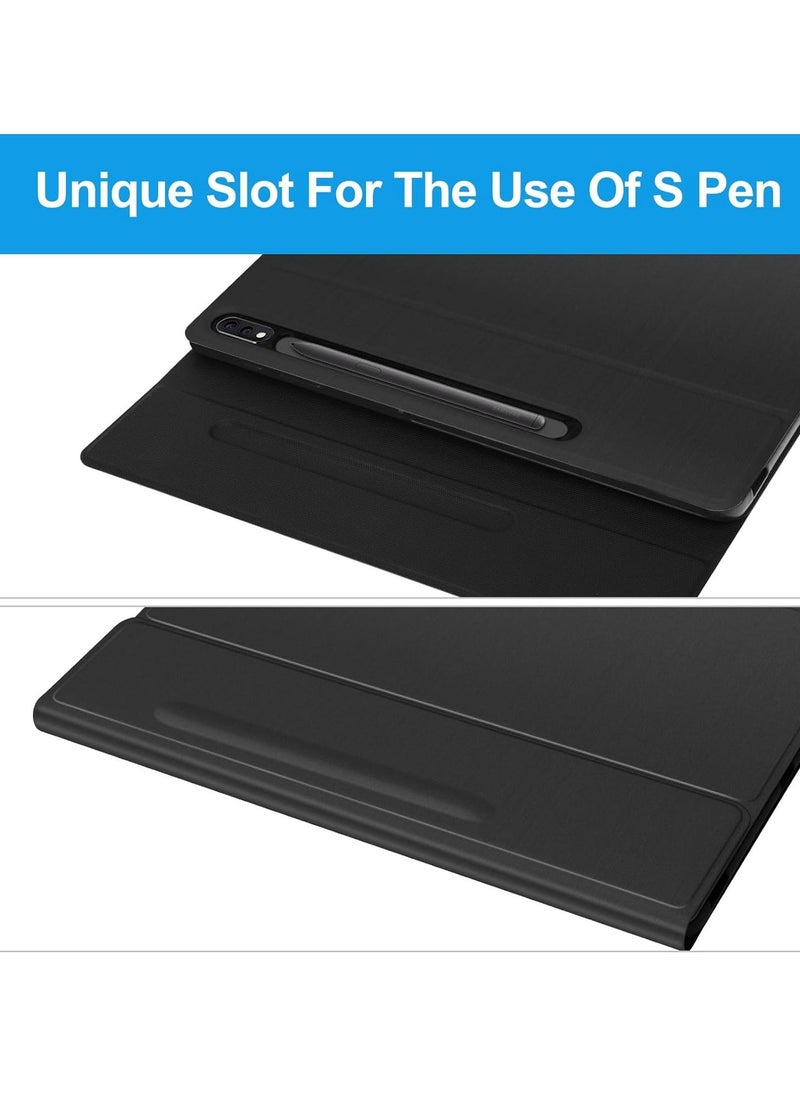 JAJEEK Samsung Galaxy Tab S8 Plus/S7 FE/S7 Plus 12.4” Keyboard Case | Magnetic Detachable Bluetooth Keyboard with Protective Stand Cover | S Pen Charging Support for Tab S8+ 2022, S7 FE 2021, S7+ 2020, Black - Image 2