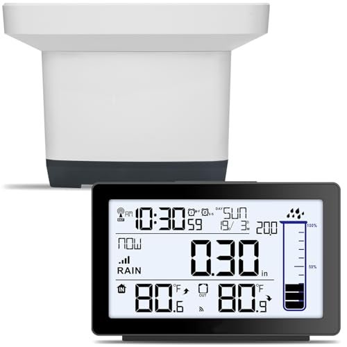 Asenron Wireless Rain Gauge Outdoor SelfEmptying Digital Rain Gauges Outdoors Best Rated Electronic Rain Measure Gauge for Garden Freeze Proof Rain Gauge with Thermometer Remote Rain Meter for Yard - Image 1
