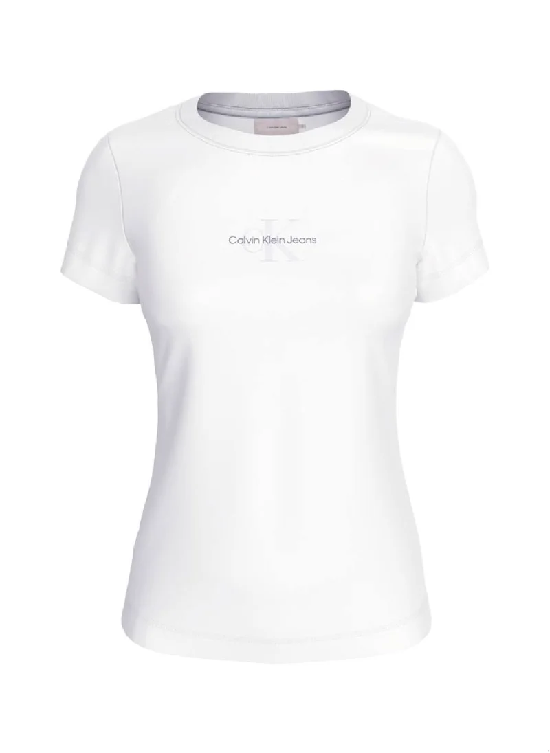 Calvin Klein Jeans Women's Slim Monogram T-Shirt - Cotton jersey, White