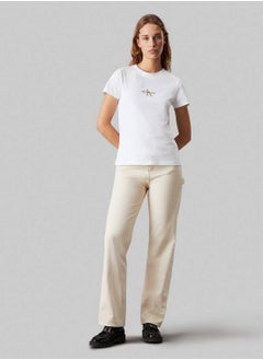 Calvin Klein Jeans Women's Slim Monogram T-Shirt - Cotton jersey, White  - Image 3