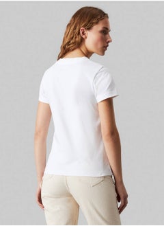 Calvin Klein Jeans Women's Slim Monogram T-Shirt - Cotton jersey, White  - Image 4