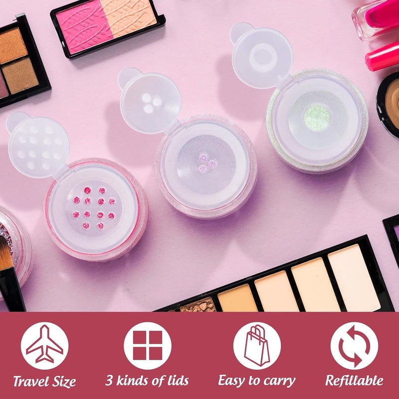 KASTWAVE 6-Pack Mini Travel Refillable Cosmetic Powder Jars with Sifter and Leak-Proof Lids – Portable Empty Glitter Loose Powder and Eyeshadow Shaker Bottles for Makeup Storage, 3 Stylish Designs - Image 5