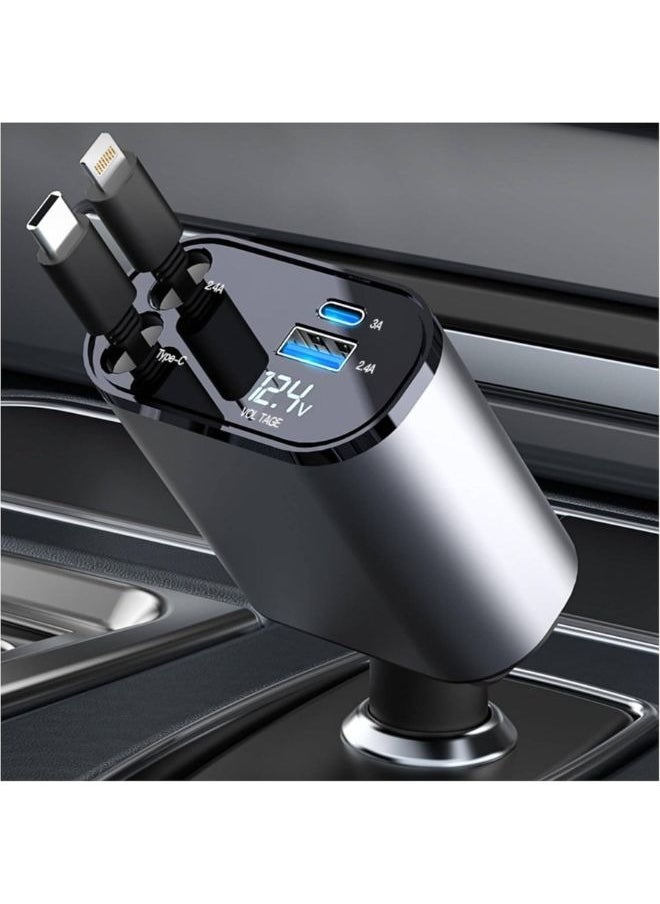 SMARTX 12/24V 120W Super Fast Car Charger with Retractable Charging Cable Fast Car Power Adapter PD20W for iPhone Type C 40W Car Bluetooth USB Charger Plug with iPhone,Samsung,Galaxy,Huawei,Xiaomi  - Image 1