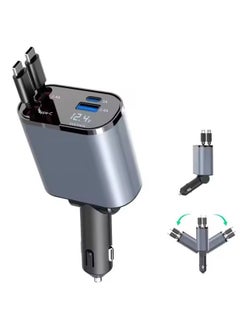 SMARTX 12/24V 120W Super Fast Car Charger with Retractable Charging Cable Fast Car Power Adapter PD20W for iPhone Type C 40W Car Bluetooth USB Charger Plug with iPhone,Samsung,Galaxy,Huawei,Xiaomi  - Image 2