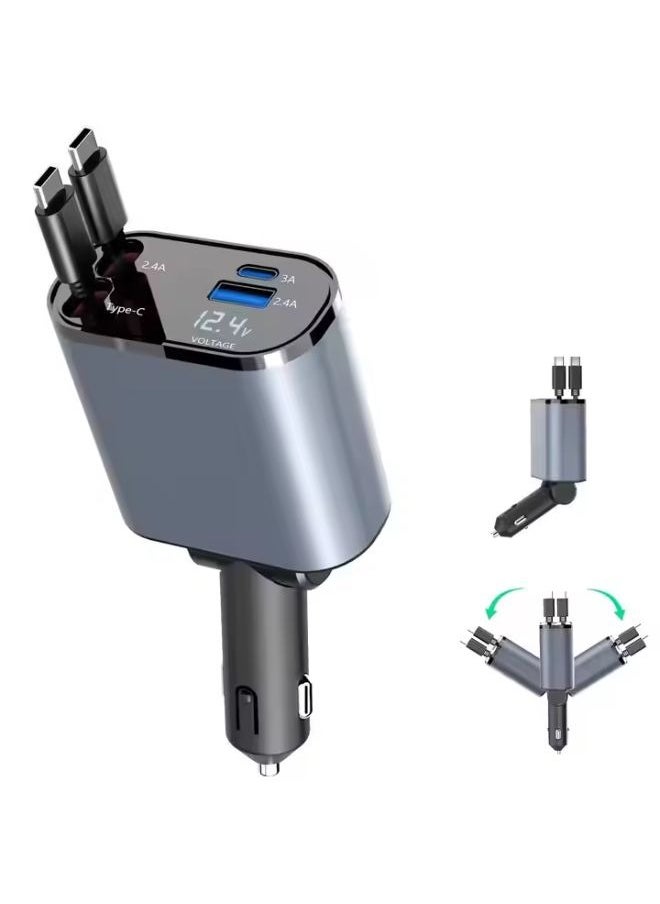 SMARTX 12/24V 120W Super Fast Car Charger with Retractable Charging Cable Fast Car Power Adapter PD20W for iPhone Type C 40W Car Bluetooth USB Charger Plug with iPhone,Samsung,Galaxy,Huawei,Xiaomi  - Image 2