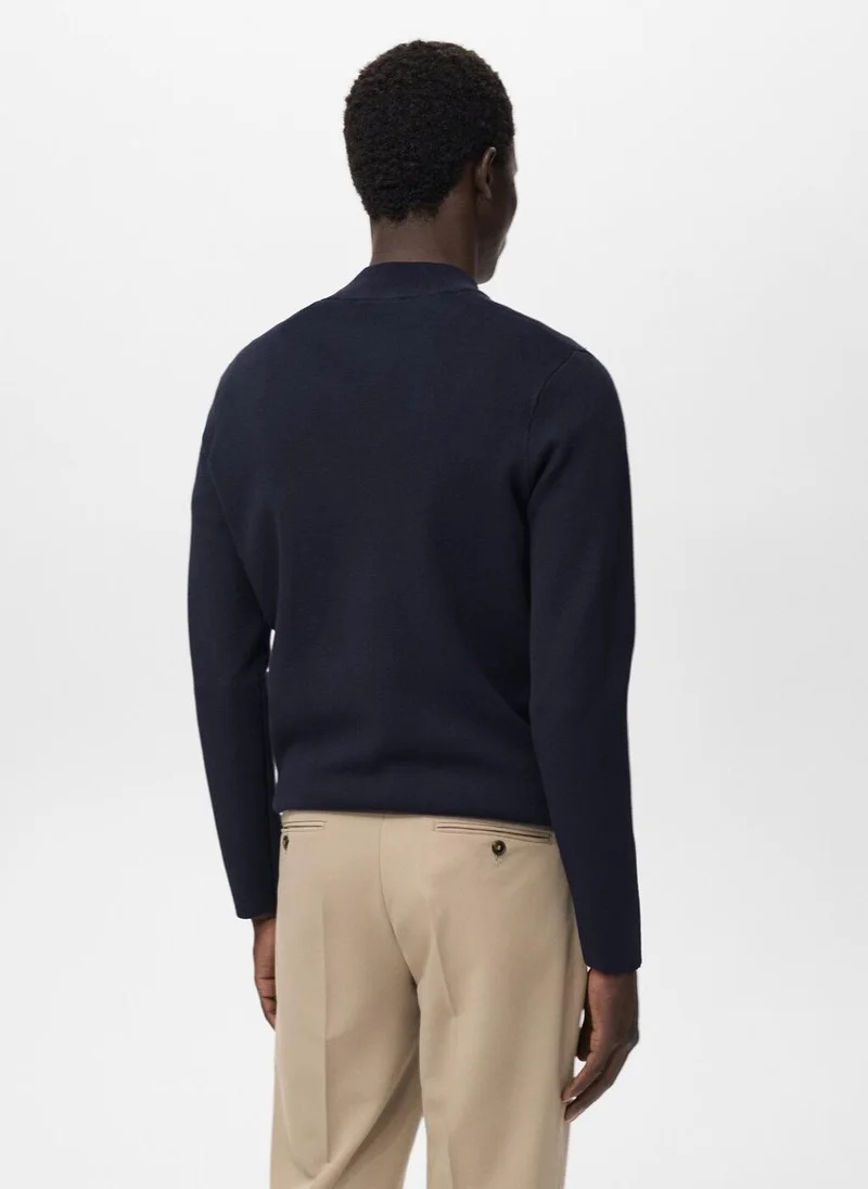 Mango Man Knitted sweater with perkins neck