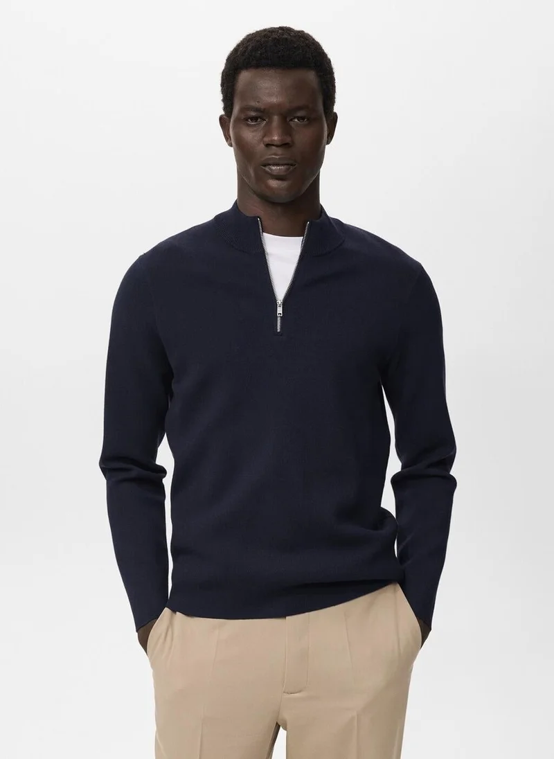 Mango Man Knitted sweater with perkins neck