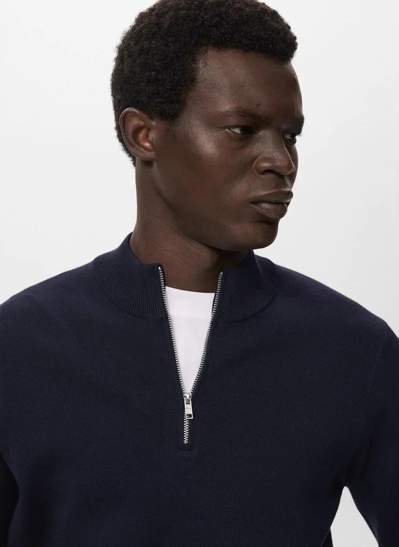 Mango Man Knitted sweater with perkins neck