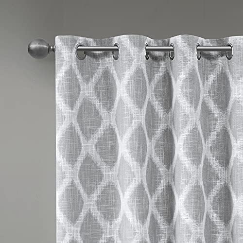 SUNSMART Sun Smart Blakesly Blackout Curtains Patio Window, Ikat Print, Grommet Top Living Room Decor, Living Room Decor, Thermal Insulated Light Blocking Drape for Bedroom and Apartments, 100" x 84", Grey - Image 4