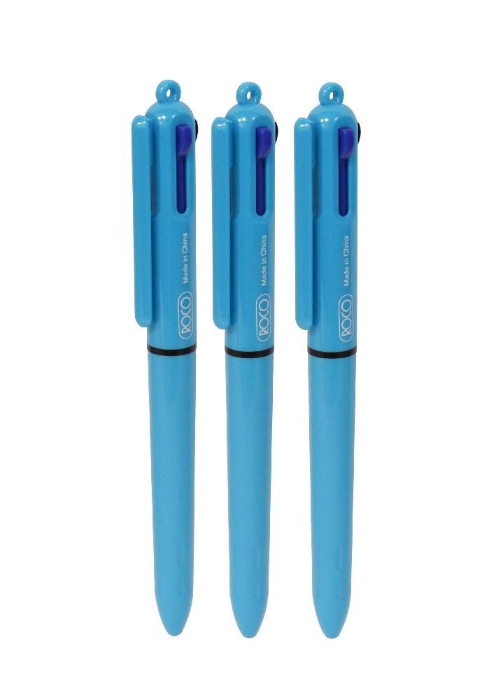 روكو قلم متعدد الوظائف 3 في 1، كرة دوّارة، حبر أسود/أزرق/أحمر، 1 ملم، مجموعة من 3 أقلام - Image 2