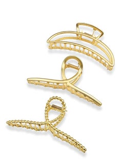 Oasisgalore 3 Pack Large Gold Metal Hair Claw Clips, Non-Slip, Strong Hold for Thick Hair, Women & Girls Hair Accessories  - Image 1